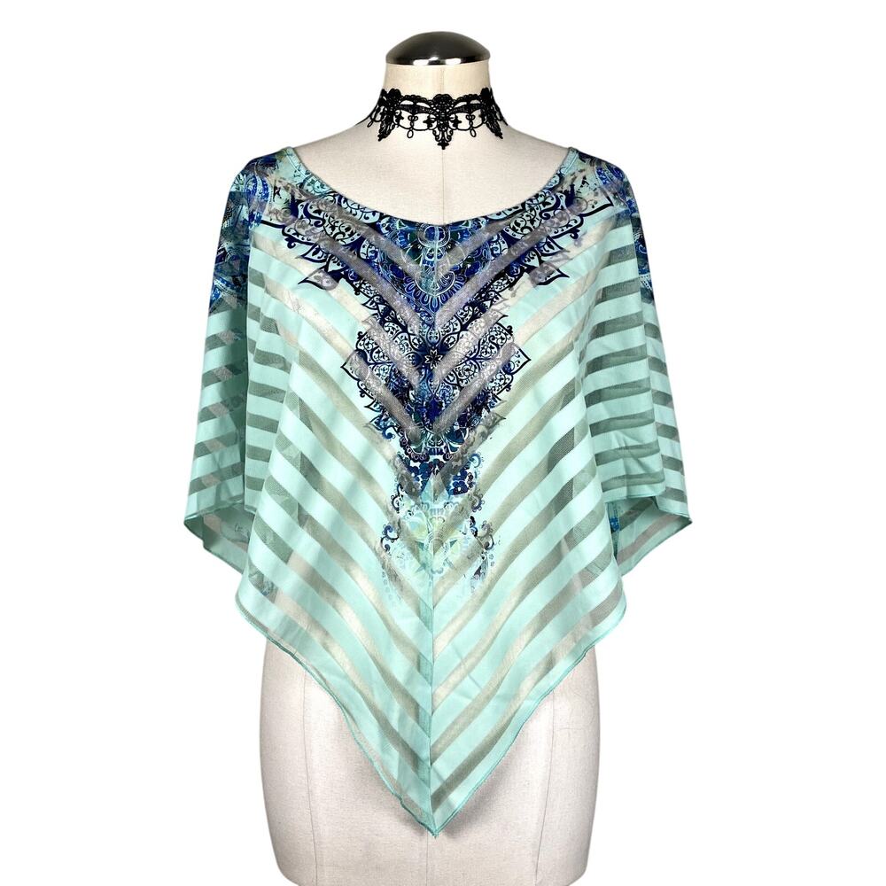 Semi Sheer Mandala Fairycore Boho Festival Butterfly Open Poncho Shawl Sz L